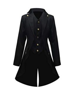 Crubelon Men‘s Steampunk Vintage Jacket Gothic Victorian Frock Coat Uniform