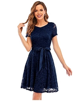 Women Lace Dress Prom Party Swing A-Line Bridesmaid Cocktail Dress