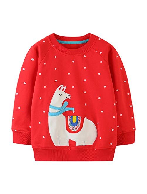 HILEELANG Girl Sweatshirts Pullover Crewneck Winter Long Sleeve Tops Shirts