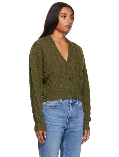 Frame Green Cable Button-Down Cardigan