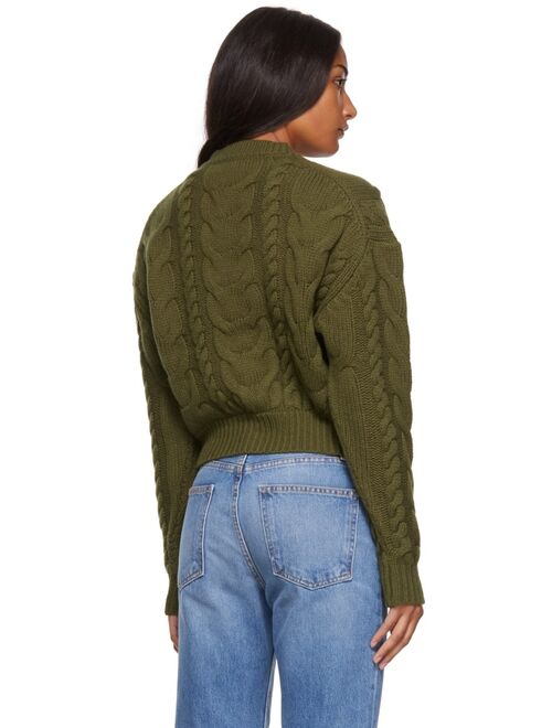 Frame Green Cable Button-Down Cardigan