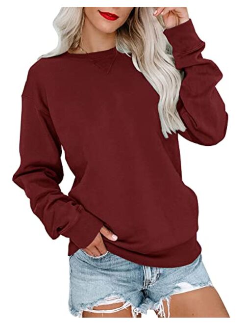 Bingerlily Womens Casual Long Sleeve Sweatshirt Crew Neck Cute Pullover Relaxed Fit Tops