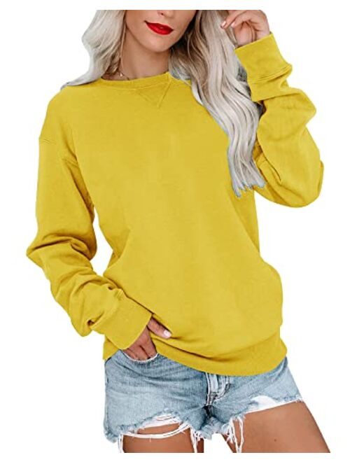 Bingerlily Womens Casual Long Sleeve Sweatshirt Crew Neck Cute Pullover Relaxed Fit Tops