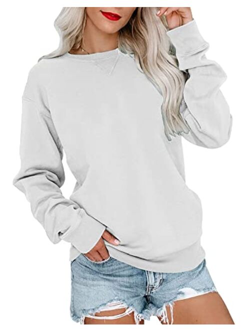 Bingerlily Womens Casual Long Sleeve Sweatshirt Crew Neck Cute Pullover Relaxed Fit Tops