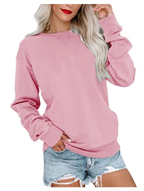 Bingerlily Womens Casual Long Sleeve Sweatshirt Crew Neck Cute Pullover Relaxed Fit Tops