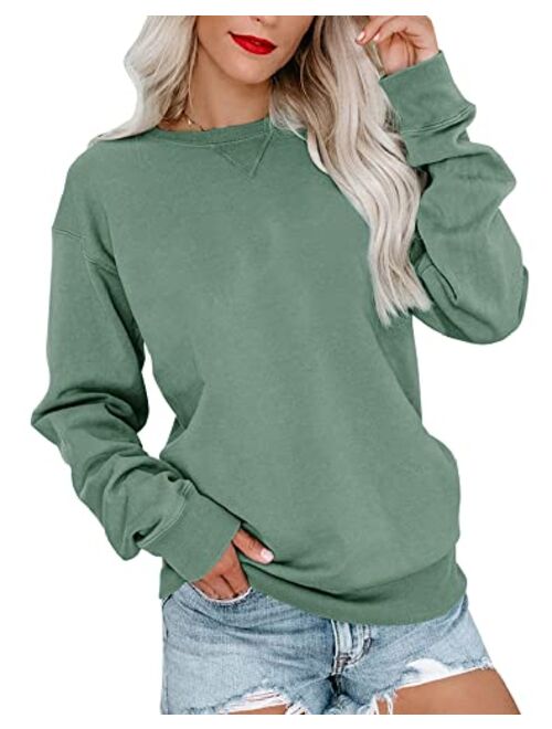 Bingerlily Womens Casual Long Sleeve Sweatshirt Crew Neck Cute Pullover Relaxed Fit Tops