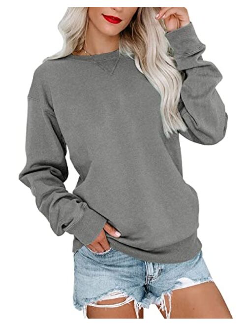 Bingerlily Womens Casual Long Sleeve Sweatshirt Crew Neck Cute Pullover Relaxed Fit Tops