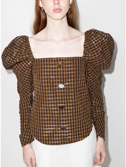 Maya seersucker checked blouse