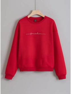 Letter Print Drop Shoulder Sweatshirt