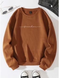 Letter Print Drop Shoulder Sweatshirt