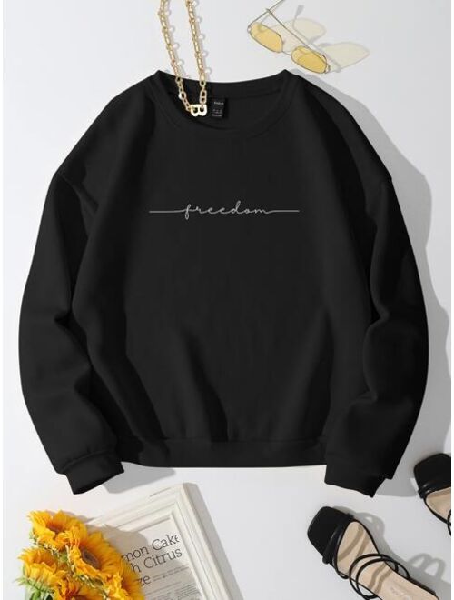 Shein Letter Print Drop Shoulder Sweatshirt