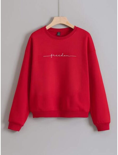 Shein Letter Print Drop Shoulder Sweatshirt