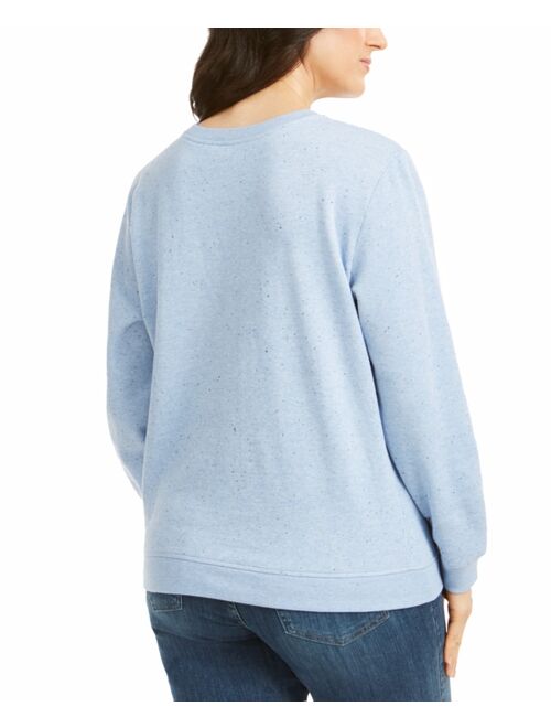 Karen Scott Heathered Fleece Crewneck Sweatshirt, Created for Macy's