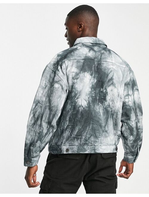 River Island oversized tie dye jacket in black