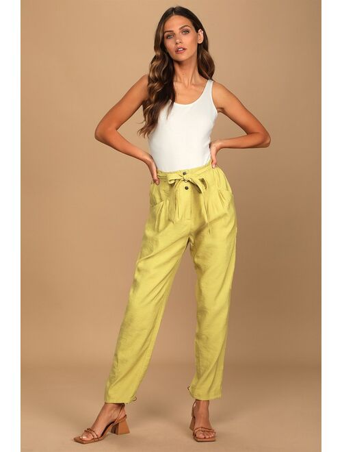 Lulus The Pleat Goes On Yellow Pleated Straight Trouser Pants