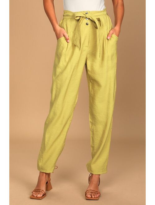 Lulus The Pleat Goes On Yellow Pleated Straight Trouser Pants