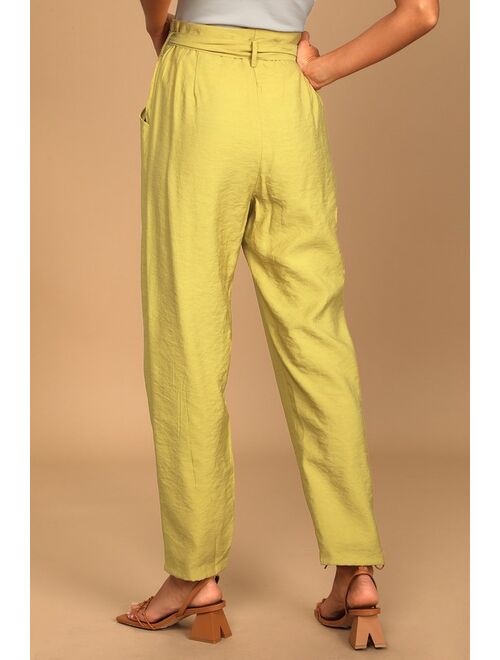 Lulus The Pleat Goes On Yellow Pleated Straight Trouser Pants