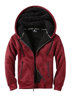 GEEK LIGHTING Hoodies for Men Heavyweight Fleece Sweatshirt - Full Zip Up Thick Sherpa Lined