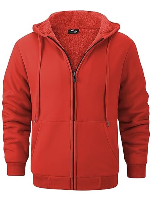 GEEK LIGHTING Hoodies for Men Heavyweight Fleece Sweatshirt - Full Zip Up Thick Sherpa Lined