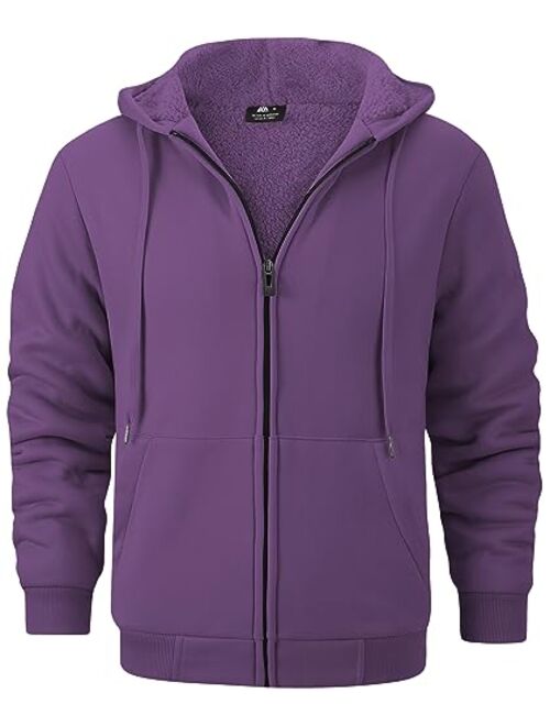 GEEK LIGHTING Hoodies for Men Heavyweight Fleece Sweatshirt - Full Zip Up Thick Sherpa Lined