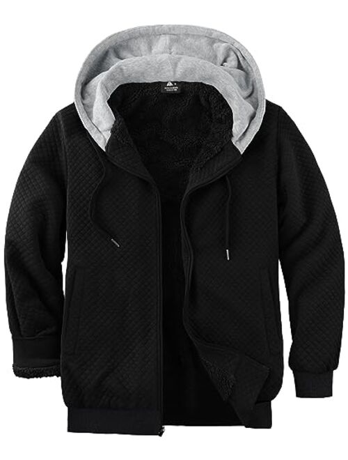 GEEK LIGHTING Hoodies for Men Heavyweight Fleece Sweatshirt - Full Zip Up Thick Sherpa Lined