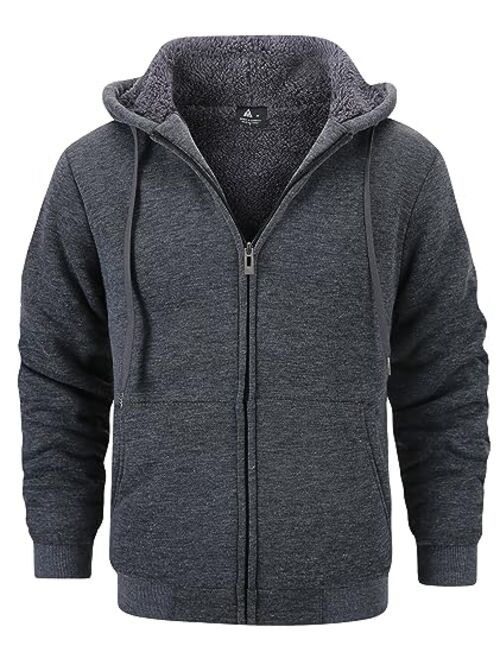 GEEK LIGHTING Hoodies for Men Heavyweight Fleece Sweatshirt - Full Zip Up Thick Sherpa Lined