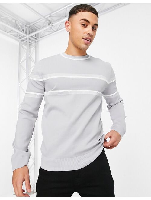 River Island Piping Block Crew Neck Long Sleeve Regular Fit Sweater