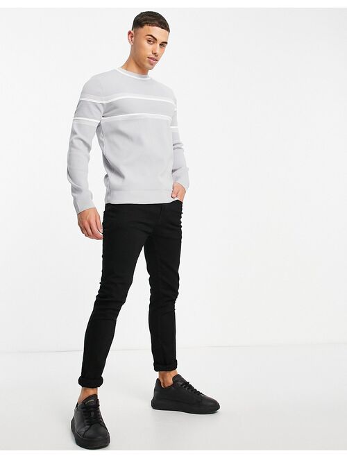 River Island Piping Block Crew Neck Long Sleeve Regular Fit Sweater