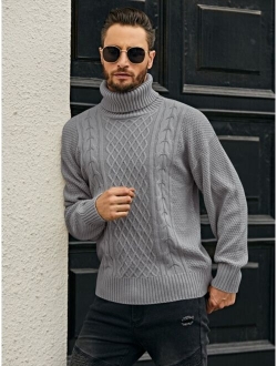 Men Turtleneck Cable Knit Sweater