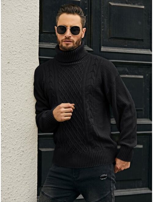 Shein Men Turtleneck Cable Knit Sweater