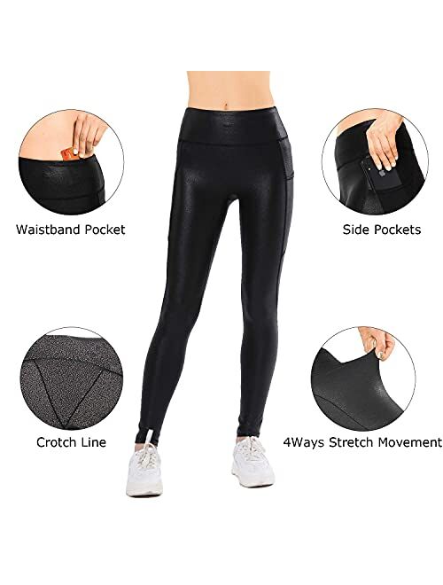 Buy Retro Gong Womens Faux Leather Leggings Stretch High Waisted