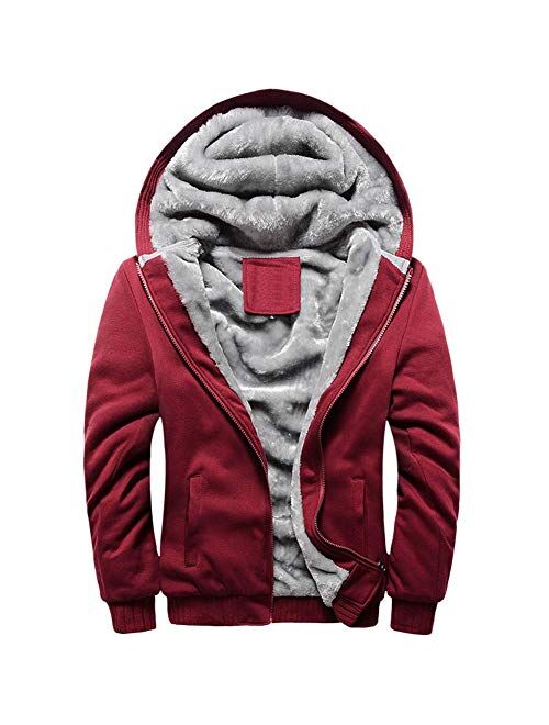 MANLUODANNI Men's Casual Hooed Hoodies Thick Wool Warm Winter Jacket Coats