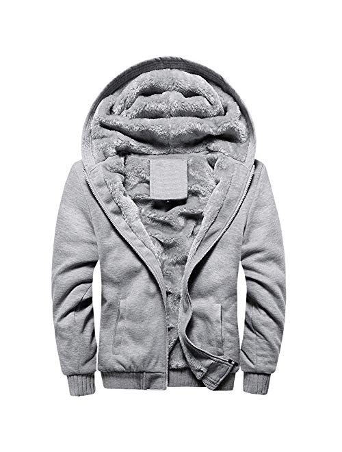 MANLUODANNI Men's Casual Hooed Hoodies Thick Wool Warm Winter Jacket Coats