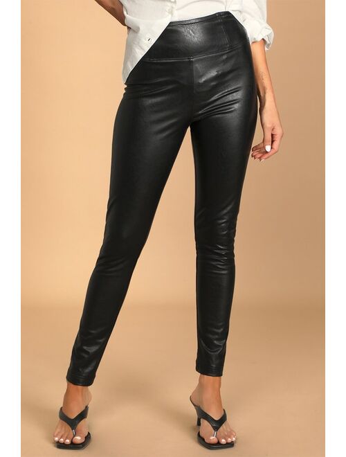 Lulus Do You Dare? Black Vegan Leather High-Waisted Leggings