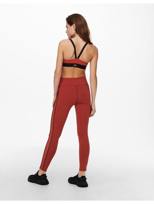 Only Play high waist leggings with mesh detail in orange