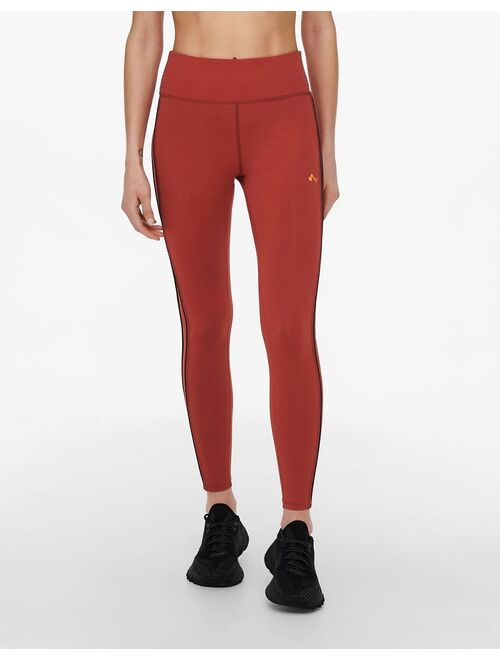 Only Play high waist leggings with mesh detail in orange