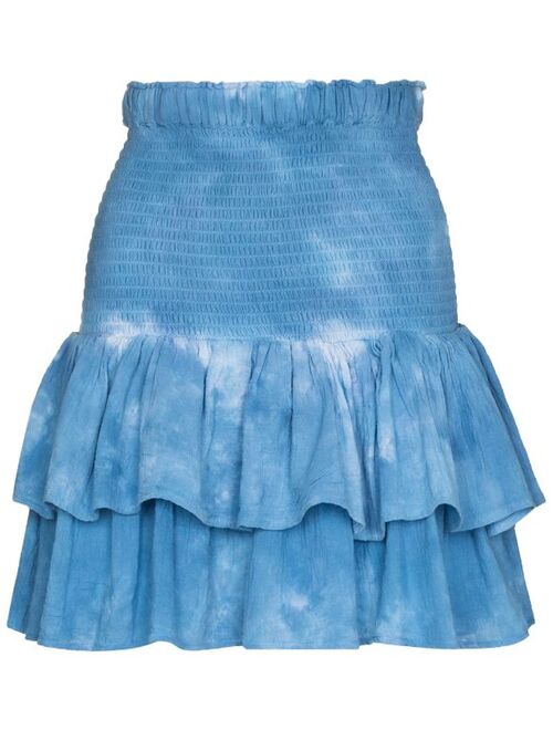 Pixie tie-dye ruffled mini skirt