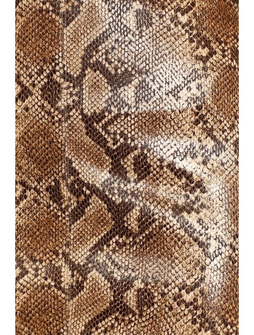 Lulus Wild Card Tan Snake Print Vegan Leather Mini Skirt