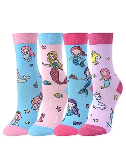 Zmart Girls Socks Funny cozy socks for kids Mermaid Socks Unicorn Socks Animal Socks for Girls 5-9 Years