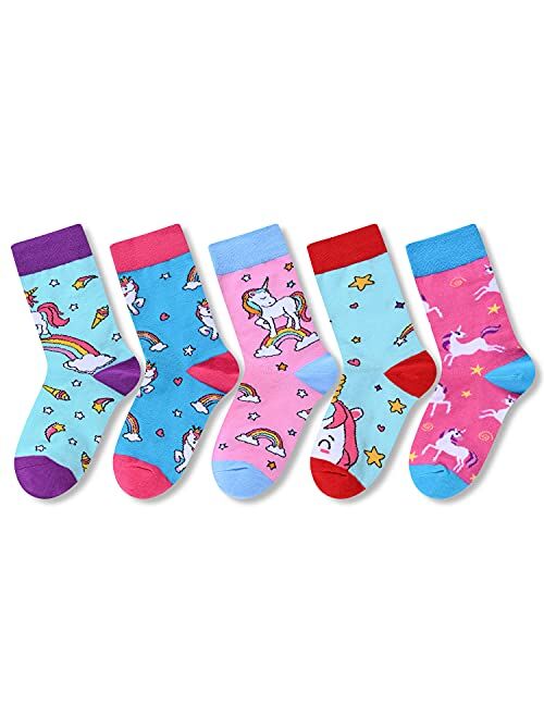 Zmart Girls Socks Funny cozy socks for kids Mermaid Socks Unicorn Socks Animal Socks for Girls 5-9 Years