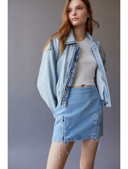 UO Rebecca Lace- Up Denim Skirt