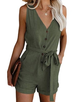 Womens Halter Neck Sleeveless Floral Print & Solid Rompers Jumpsuits