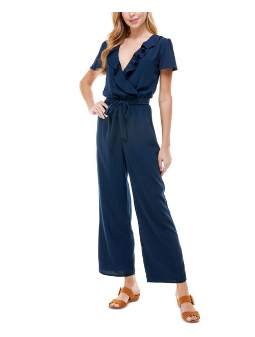 Kingston Grey Belted Ruffled Jumpsuit