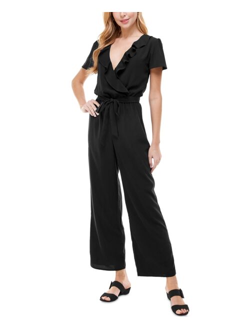 Kingston Grey Belted Ruffled Jumpsuit