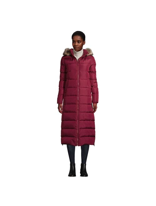 Women's Lands' End Faux-Fur Hood Quilted Long Down Winter Coat