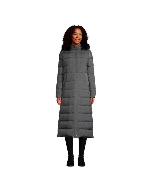 Women's Lands' End Faux-Fur Hood Quilted Long Down Winter Coat