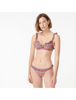 Ruffle french bikini top in electric plaid
