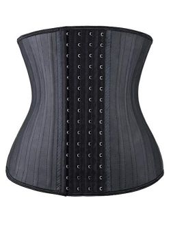 SHAPERX Latex Waist Trainer for Women 4 Hooks Waist Cincher Corset Hourglass Body Shaper Girdle