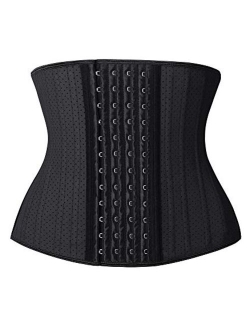 SHAPERX Latex Waist Trainer for Women 4 Hooks Waist Cincher Corset Hourglass Body Shaper Girdle