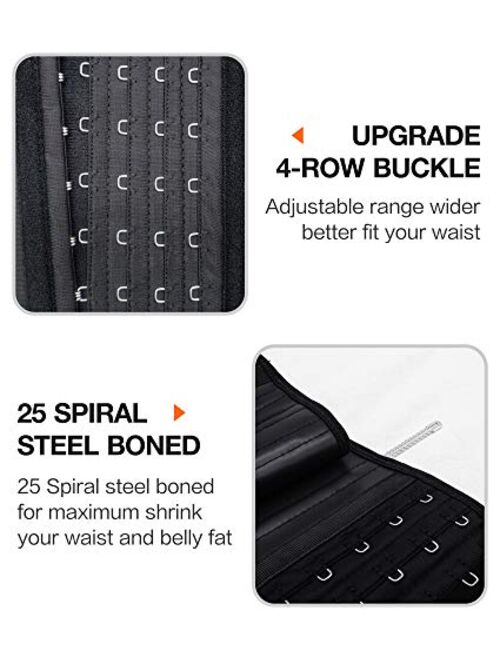 SHAPERX Latex Waist Trainer for Women 4 Hooks Waist Cincher Corset Hourglass Body Shaper Girdle